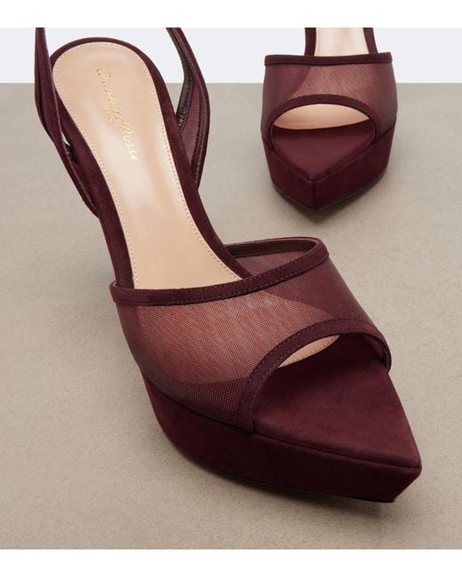 Gianvito Rossi Red Mesh Platform Slingback Sandals
