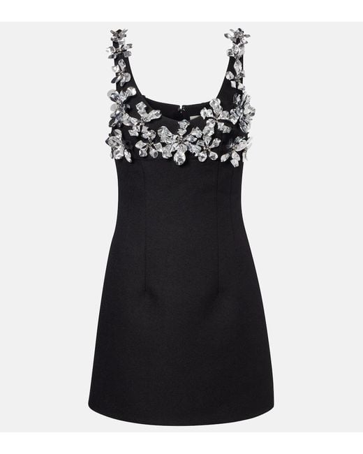 Emilia Wickstead Black Einna Embellished Crepe Minidress