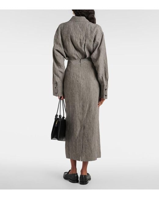 TOVE Gray Romilie Linen Maxi Skirt
