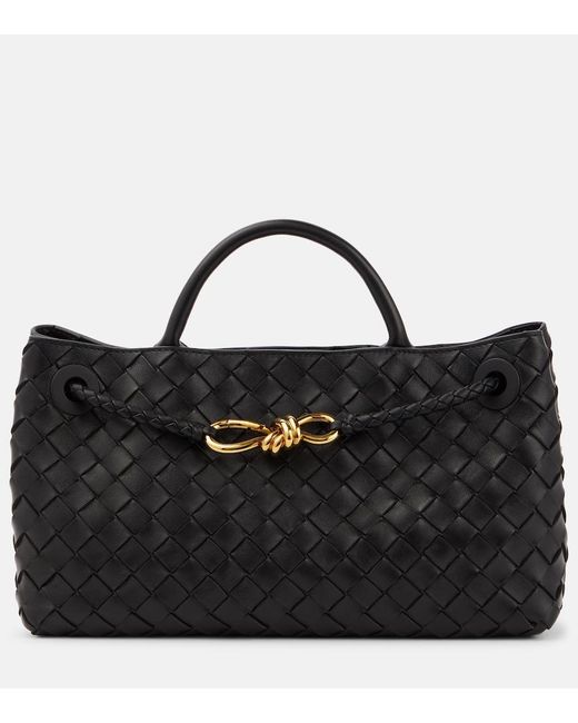 Bottega Veneta Black East-West Andiamo Intrecciato Leather Tote Bag