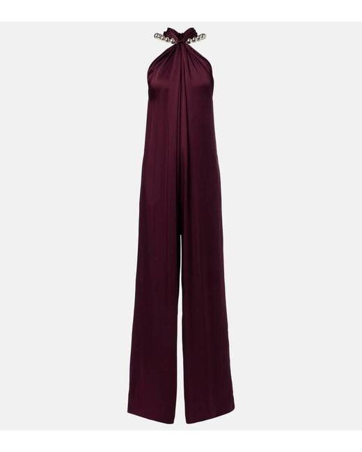 Stella McCartney Purple Verzierter Jumpsuit Aus Satin