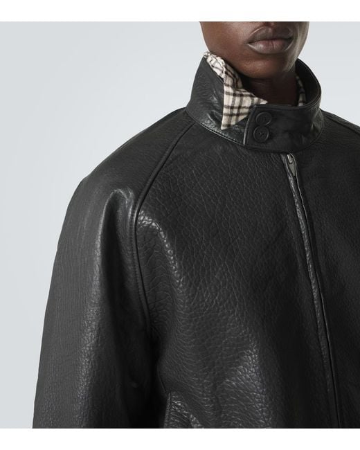 Studio Nicholson Black Over Leather Bomber Jacket for men