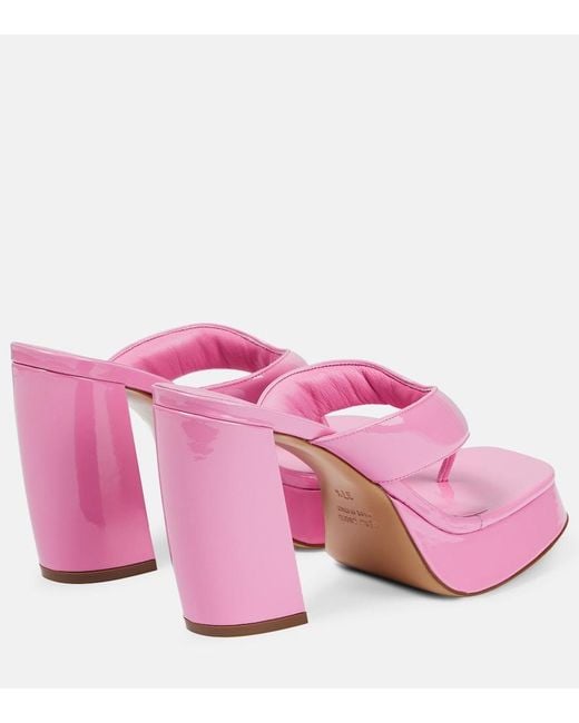 Gia Borghini Pink Patent Leather Platform Sandals
