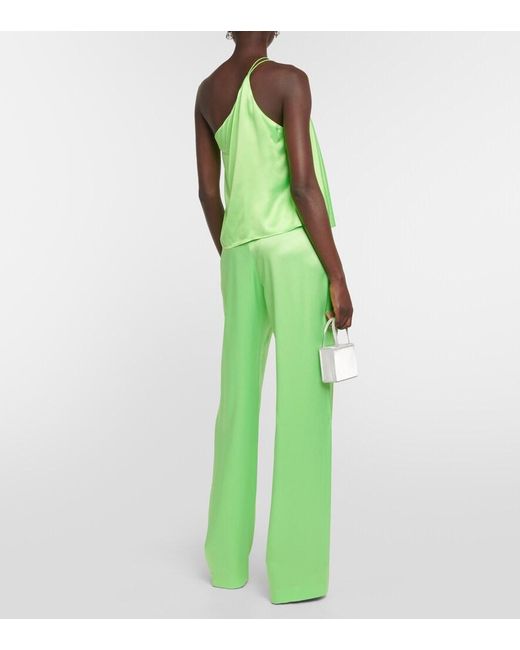 The Sei Green One-shoulder Silk Satin Top