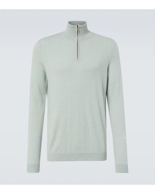 LeKasha Green Dared Cashmere Half-Zip Sweater for men