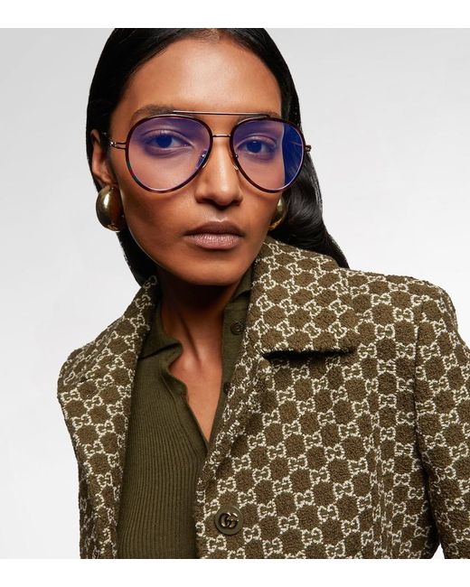 Gucci Brown Aviator-Brille Gg Tiny