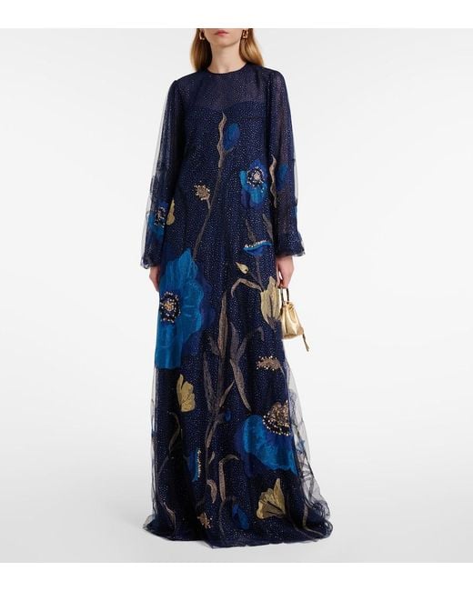 Caftan Bordado Costarellos de color Blue