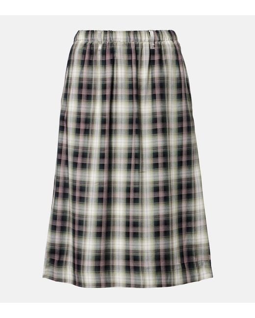 Acne Gray Izetta Checked Midi Skirt