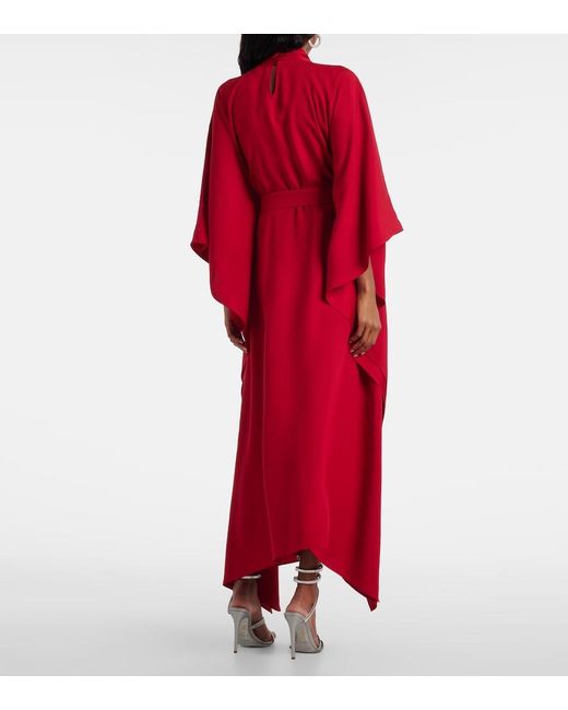 Taller Marmo Red La Luna Crytal-Embellished Belted Cady Gown