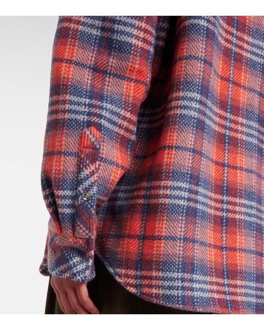 God's True Cashmere Red Americana Plaid Cashmere Shirt