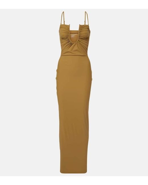 Abito Lungo Con Ruches di Christopher Esber in Metallic