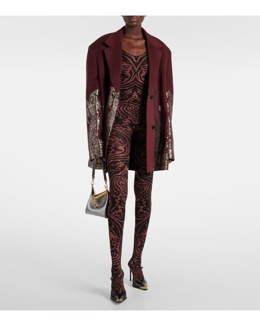 Wolford Brown X Etro Tattoo Paisley Catsuit