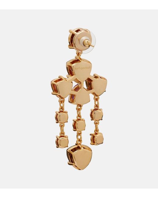 Self-Portrait Metallic Crystal-Embellished Drop Earrings
