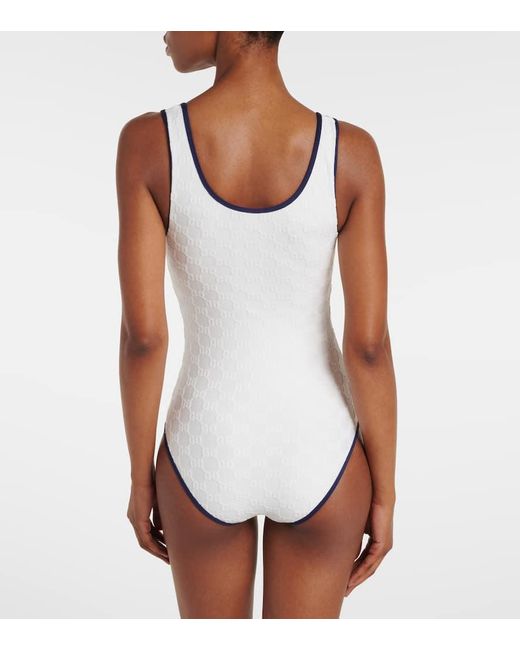 Gucci White Badeanzug Gg Aus Frottee