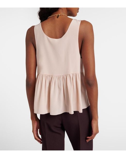 Chloé Pink Peplum Silk Crepe De Chine Top