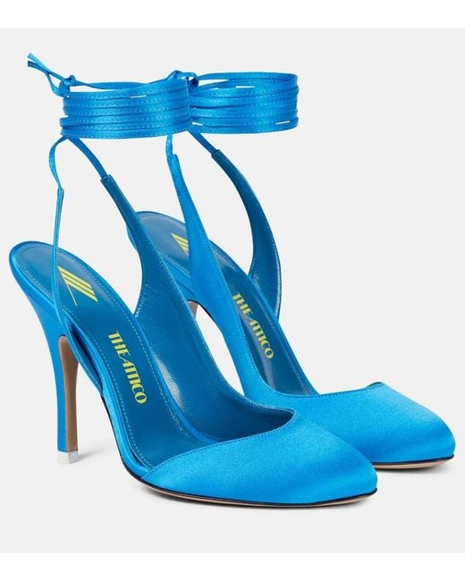 The Attico Blue Carrie Satin Pumps