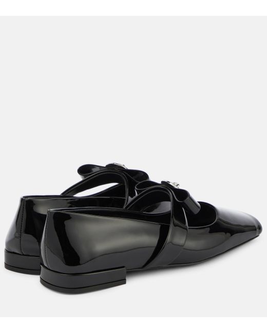 Versace Black Gianni Ribbon Patent Leather Ballet Flats