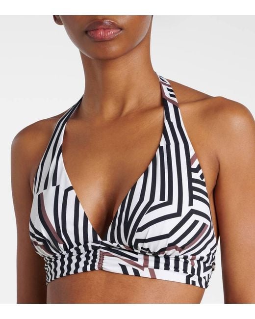 Max Mara Black Alberta Printed Halterneck Bikini Top