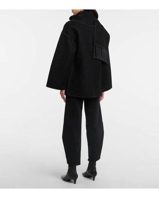 Totême  Black Embroidered Wool-Blend Scarf Jacket