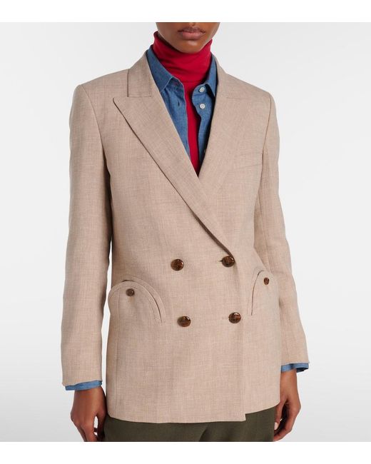 Blazé Milano Natural Everyday Double-Breasted Linen And Wool Blazer