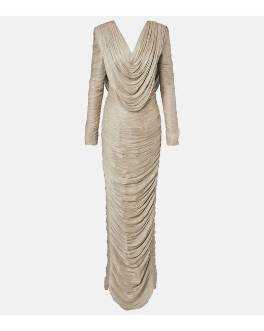 Marmar Halim Natural Draped Pleated Gown