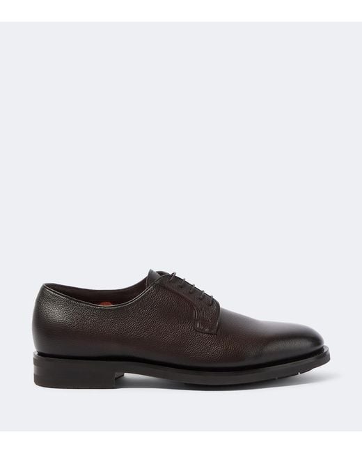Santoni Brown Ensley Leather Derby Shoes for men