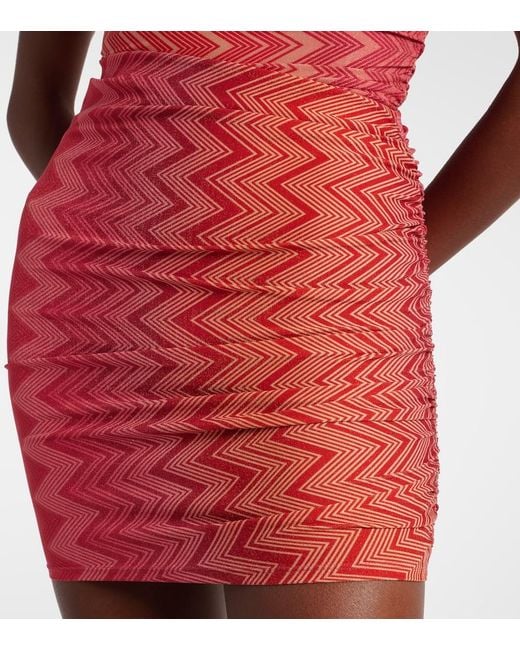 Missoni Red Zigzag Lame Miniskirt