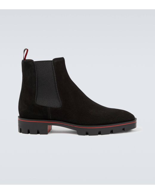 Christian Louboutin Black Alpinosol Suede Chelsea Boots for men