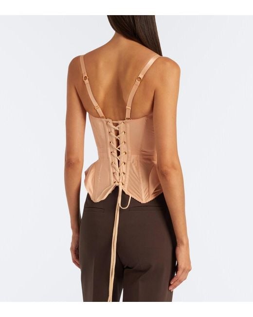 Maria Lucia Hohan White Larya Lace-Trimmed Silk-Blend Corset