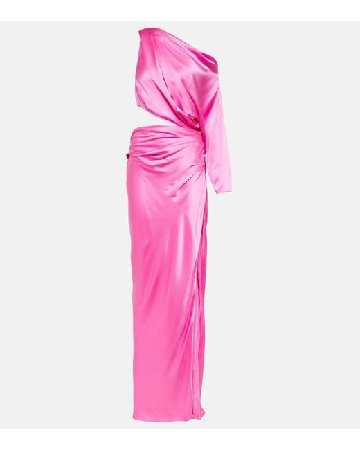 The Sei Pink Draped Cutout Silk Satin Gown