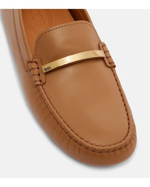 Tod's Brown Gommino Embellished Leather Loafers