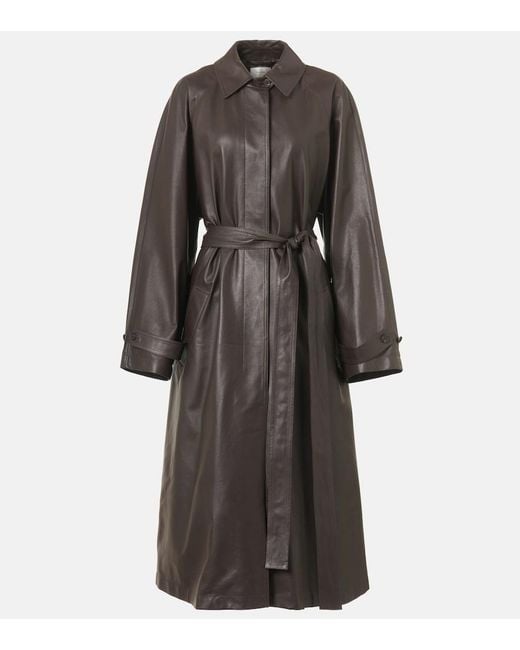 The Row Gray Ryota Leather Coat