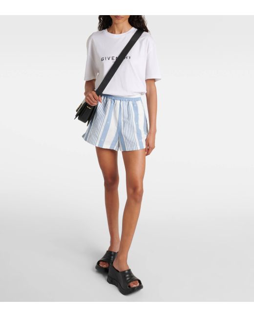 Givenchy Blue Cotton And Linen Shorts