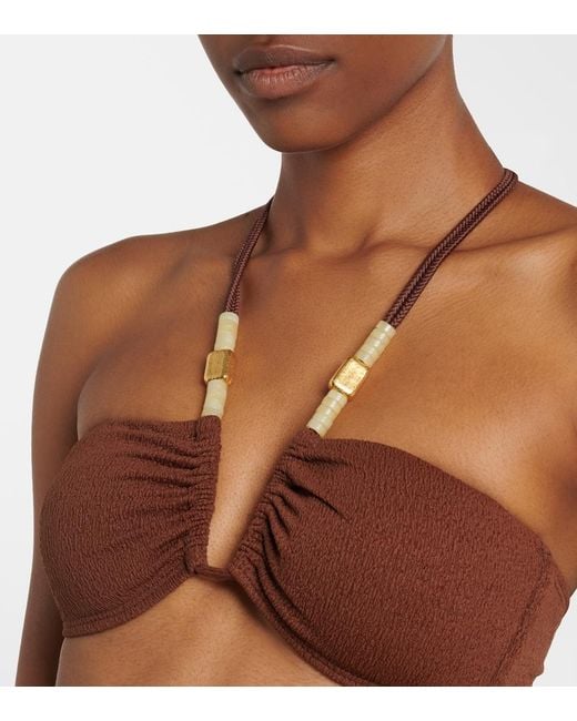 ViX Brown Harper Carol Beaded Bikini Top