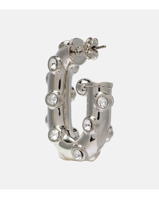 Rabanne White Crystal-Embellished Hoop Earrings