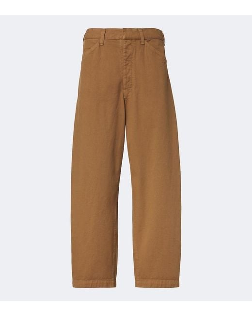 Lemaire Brown Cotton Twill Barrel-Leg Pants for men