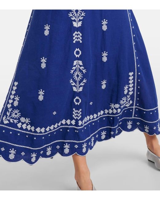white christmas dresses Exclusive Navy Edwina Embroidery Midi Dress main image 0