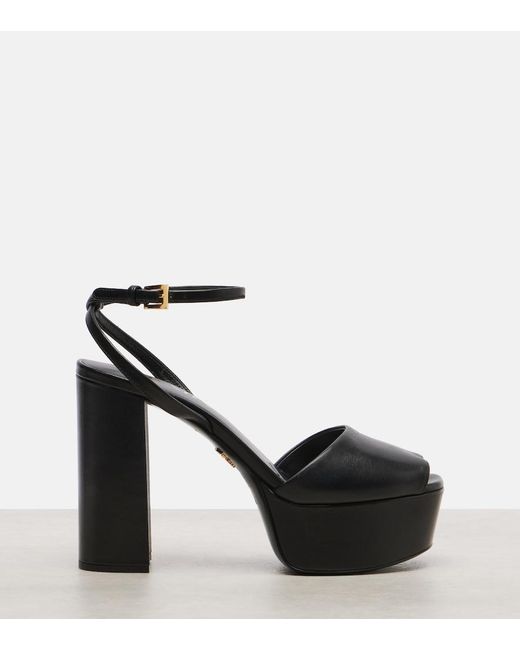 Prada Black Leather Platform Sandals