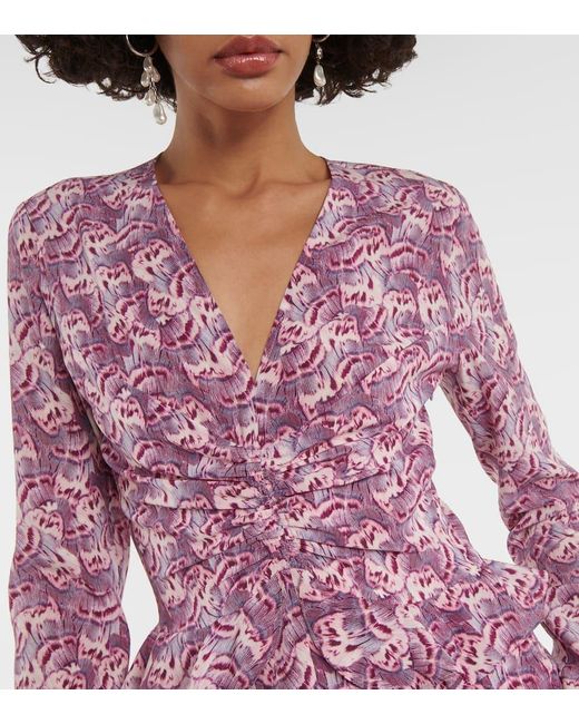 Isabel Marant Pink Usmara Printed Silk-blend Minidress