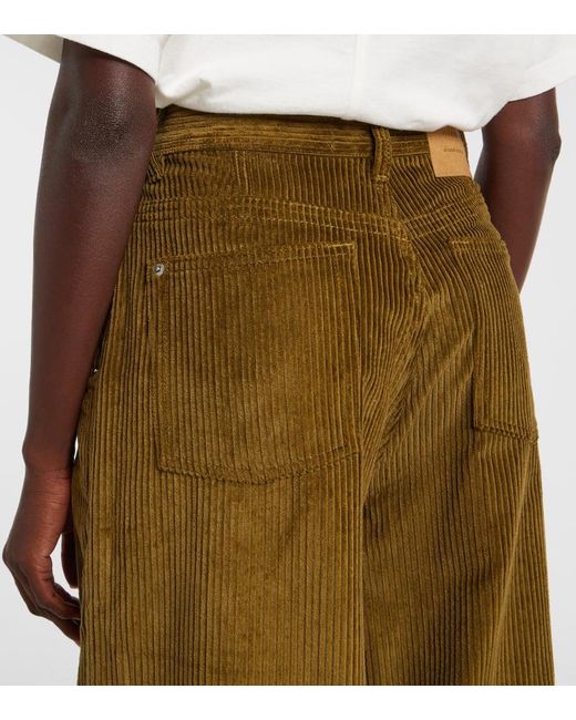 Pantalones Anchos De Pana De Algodon AMI de color Green