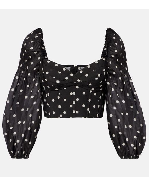 Zimmermann Black Polka-Dot Crop Top
