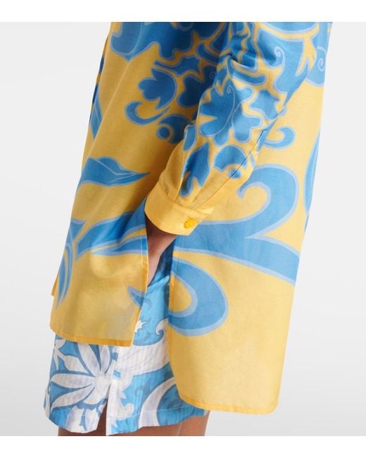 Etro Blue Printed Cotton And Silk Shirt
