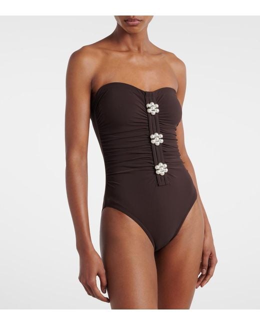 Karla Colletto Black Maya Embellished Bandeau Swimsuit