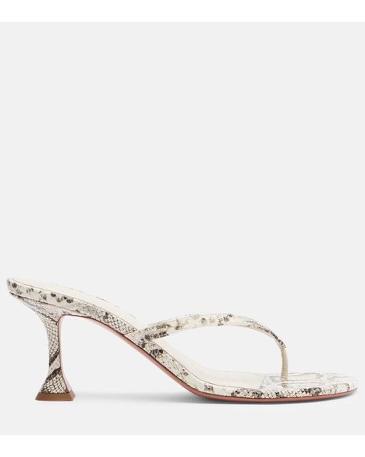 AMINA MUADDI Natural Juliette Snake-Print Leather Thong Sandals