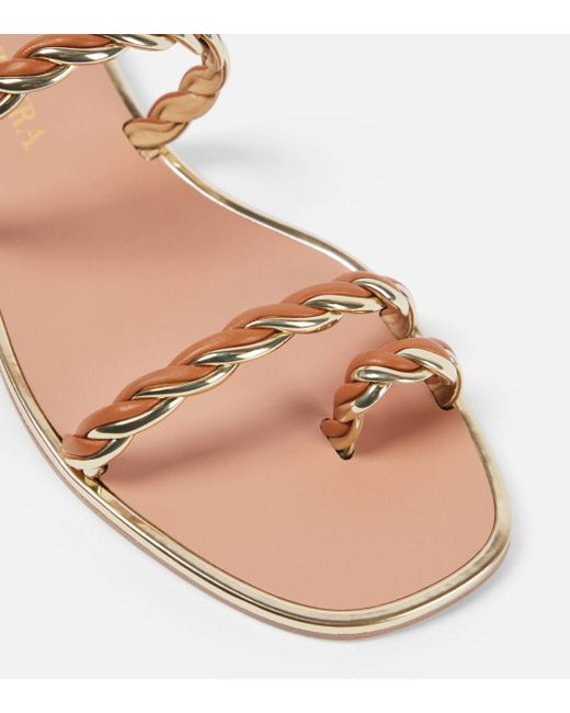 Aquazzura Pink Capalbio Leather Sandals
