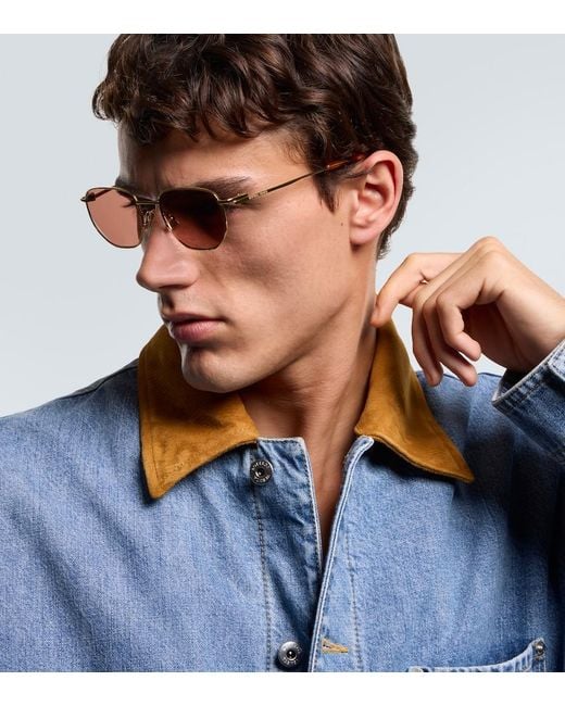 Bottega Veneta Brown Split Round Sunglasses for men