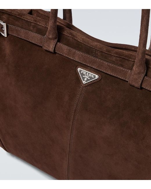 Prada Brown Bonnie Suede Tote Bag for men