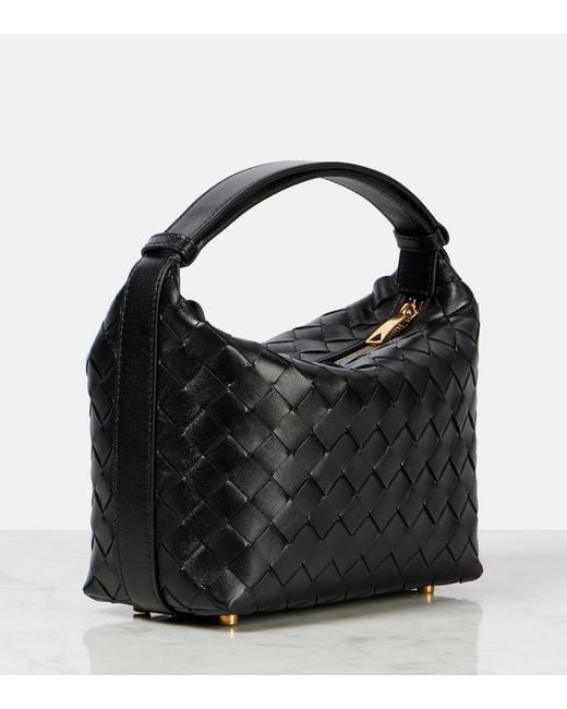 Bottega Veneta Black Wallace Mini Intrecciato Leather Shoulder Bag