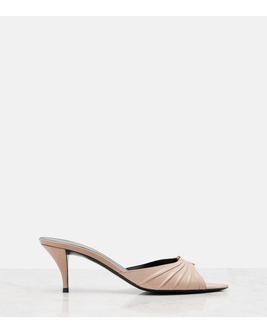 Saint Laurent Metallic Babylone 60 Leather Mules