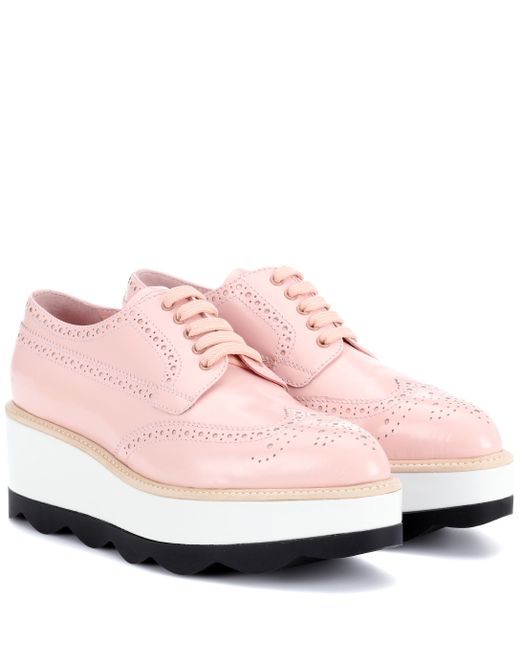 Prada Pink Leather Platform Oxford Shoes